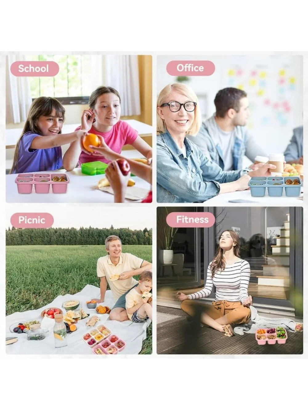 5 Compartment Reusable Bento Lunch Box Set - Perfect for Travel & Work Meals